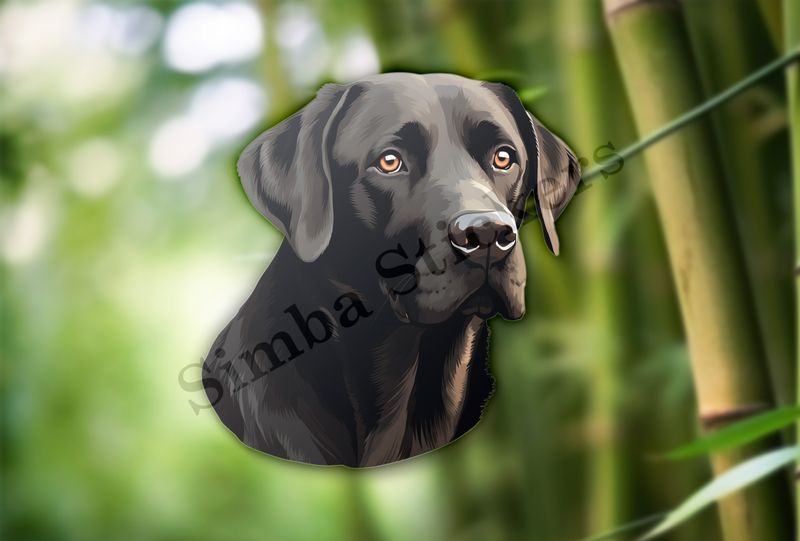 Black labrador dog face slightly turned