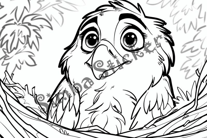 Colouring pages, eaglets or with eaglets, 10 images