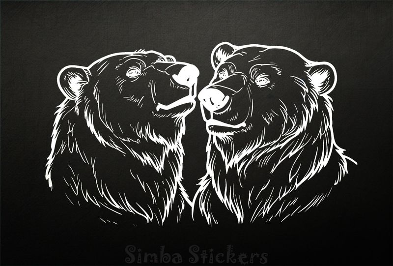 Bears nose-to-nose, outline art, zyvrcr