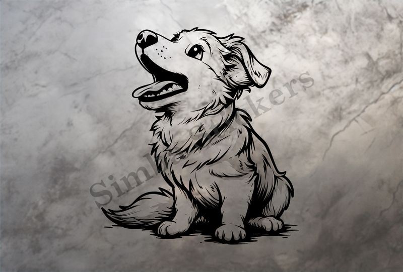 Dog barking, outline art, x2uyzp