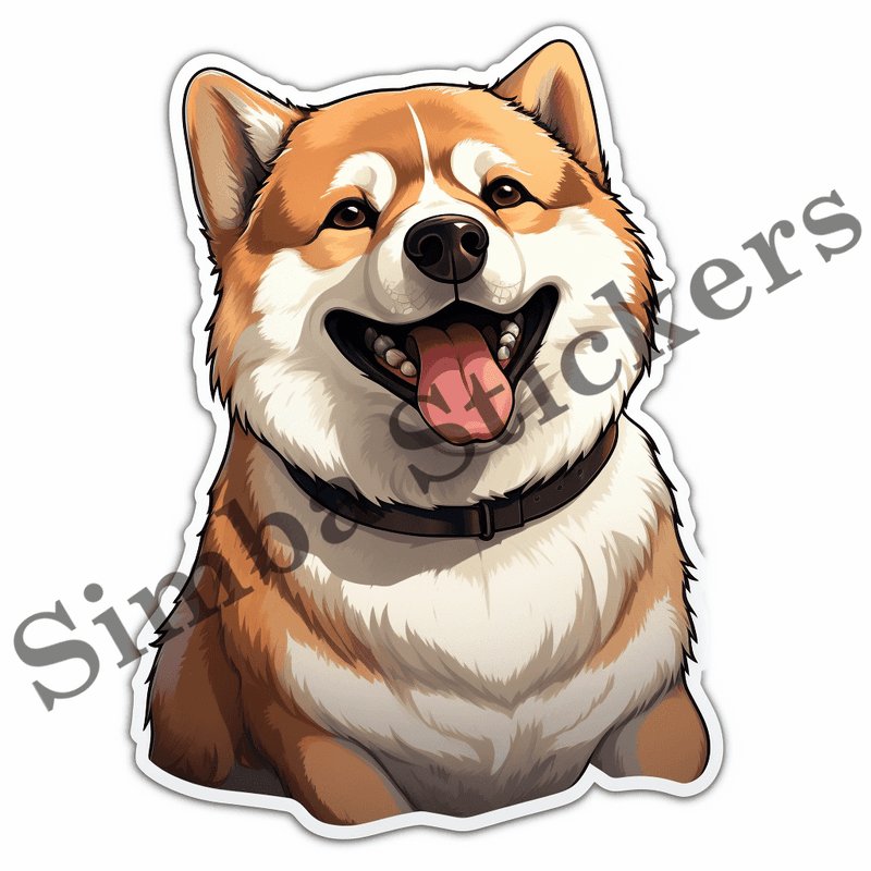 Akita dogs, sticker-style, image set, 10 images