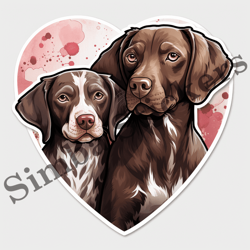 German Shorthaired Pointer dogs in love, image set, 10 images