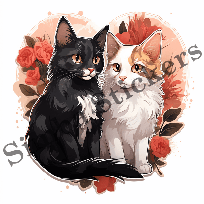 Japanese Bobtail cats in love, image set, 10 images