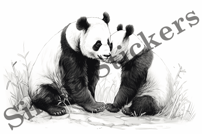 Colouring pages, bundle of pandas, 10 images, ecxuux