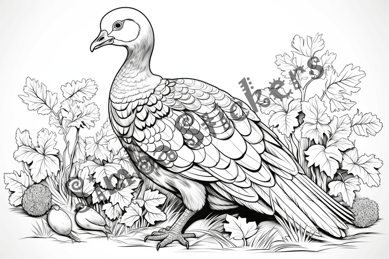Colouring pages, bundle of individual turkeys, 25 images