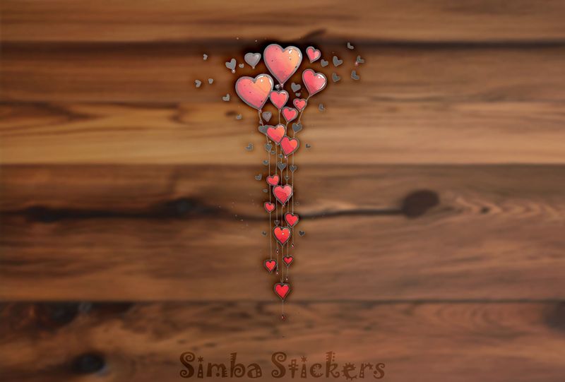 Butterflies swarming around romantic Valentine&#x27;s heart shape balloons, watercolour, ng9spc