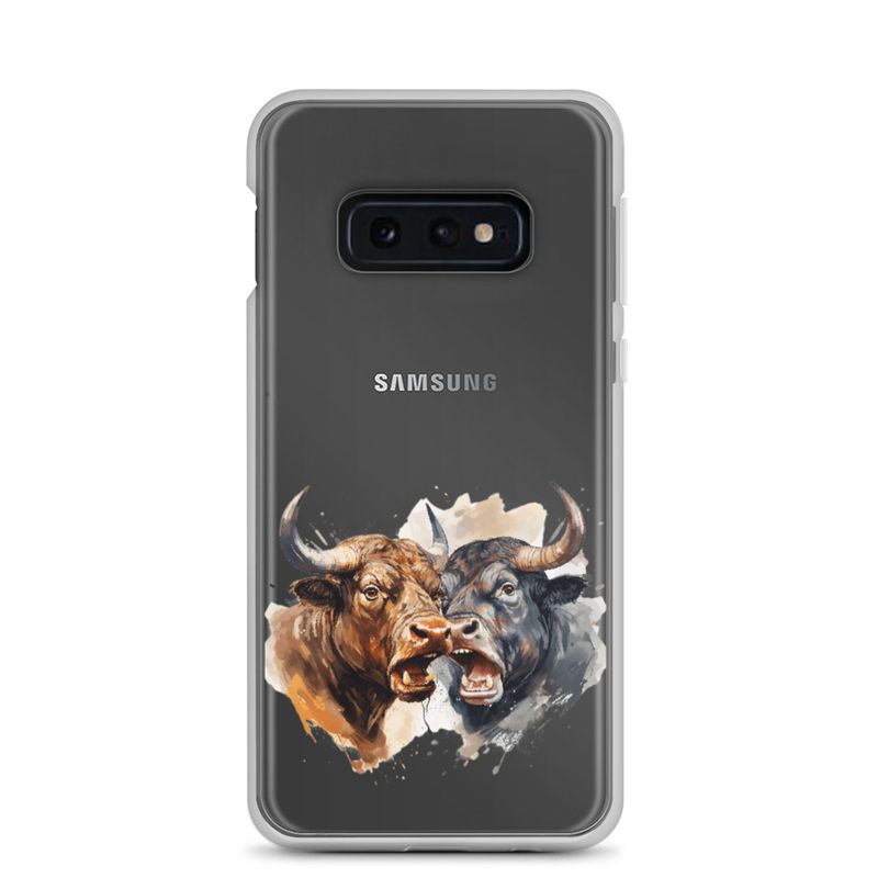 Clear Case for Samsung, Bulls facing up to each other, watercolour, dx5eff