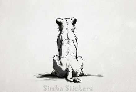 Lioness sitting, from the back, outline art, grpgy1