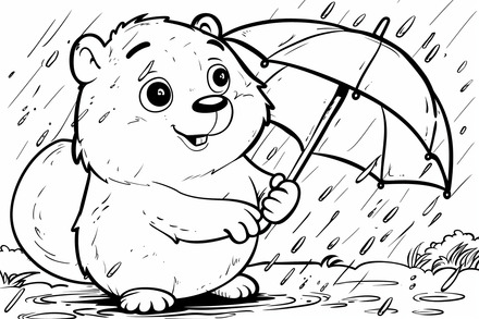 Colouring pages, bundle of groundhogs in the rain, 10 images