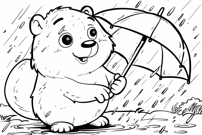 Colouring pages, bundle of groundhogs in the rain, 10 images