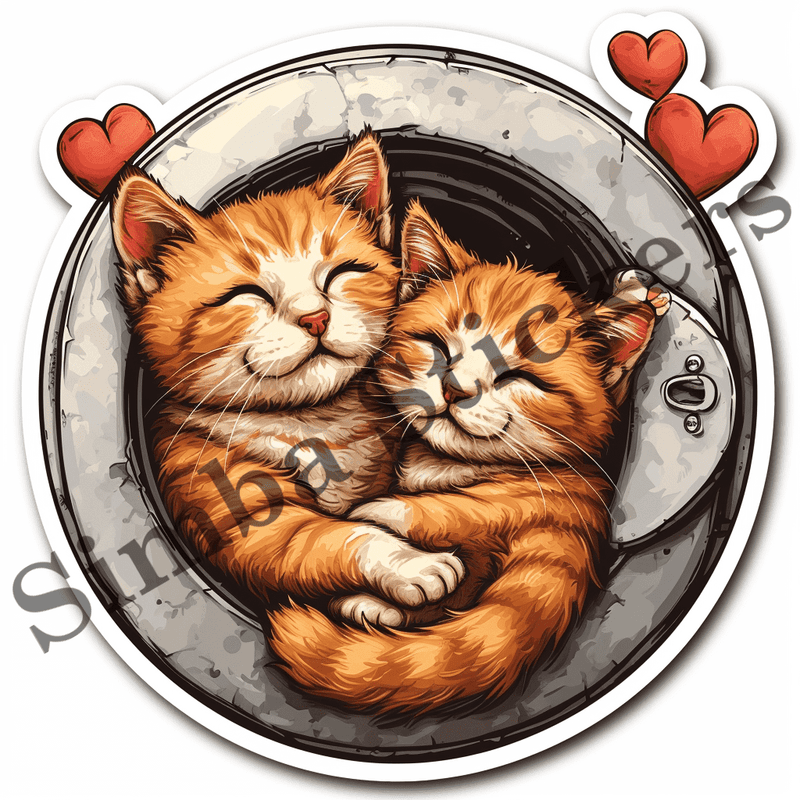 Cats and kittens on or in washing machines, image set, 10 images