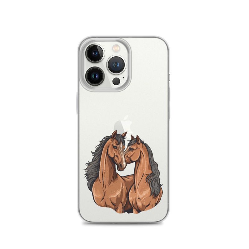 Clear Case for iPhone, Two brown horses snuggling, tdwcyd