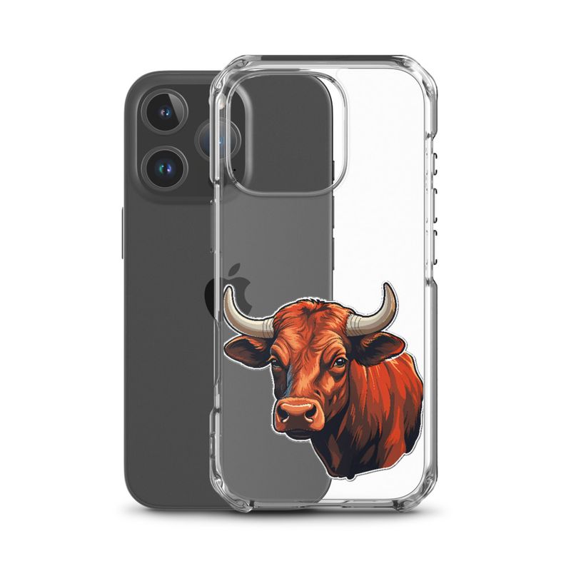 Clear Case for iPhone, Bull face, partial side view, bpor80