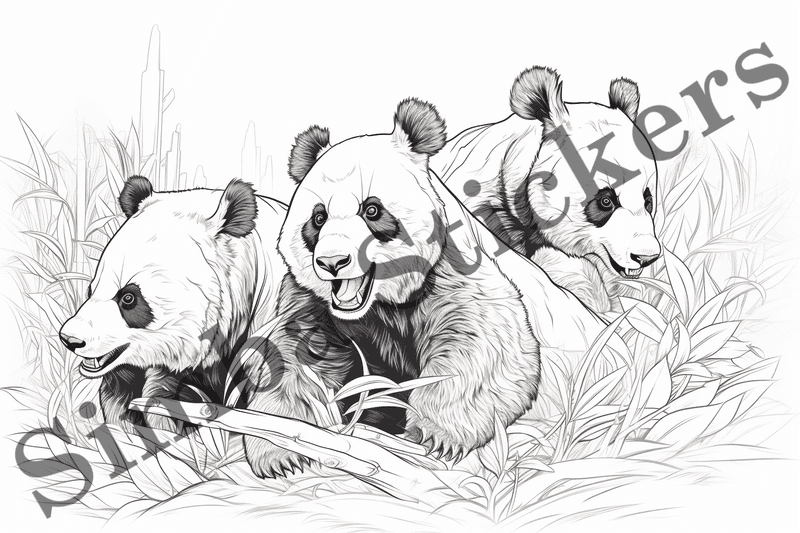 Colouring pages, bundle of pandas, 25 images, pvl2ro