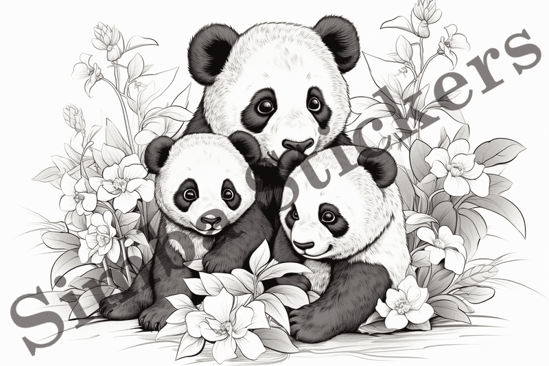Colouring pages, bundle of pandas, 25 images, ldtg6c