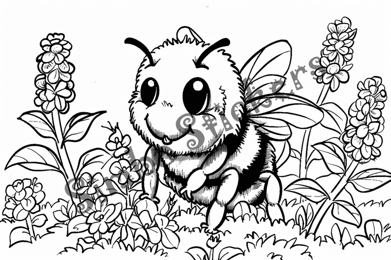 Colouring pages, bundle of bees, 50 images
