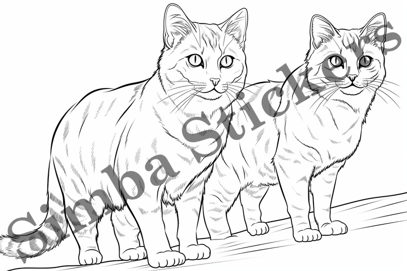 Colouring pages, Bundle of cats, 25 images