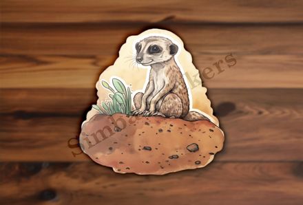 Meerkat above a hole, watercolour
