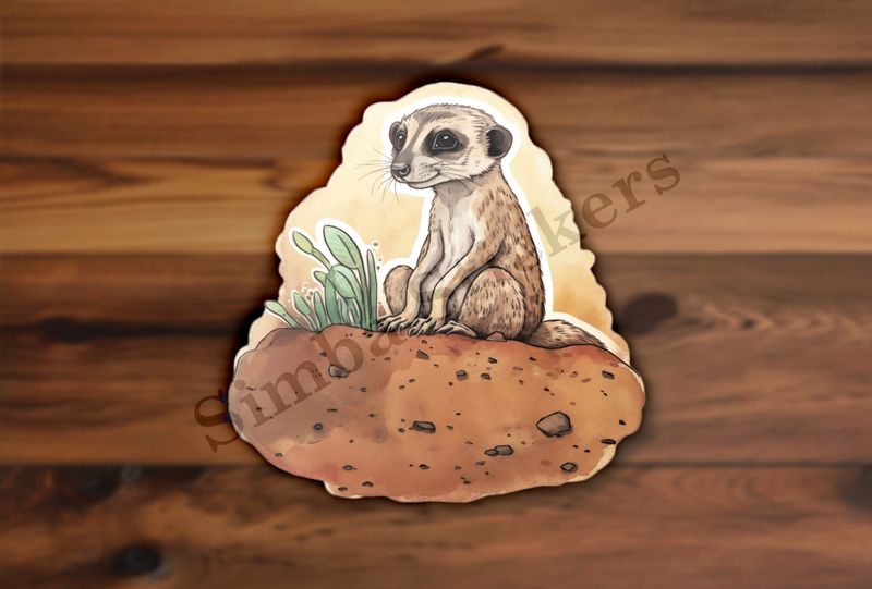 Meerkat above a hole, watercolour