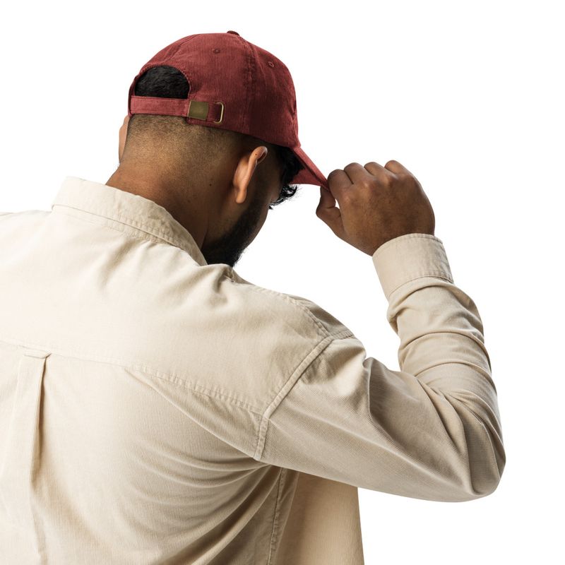 Vintage Corduroy Cap, Majestic lion face, outline art 