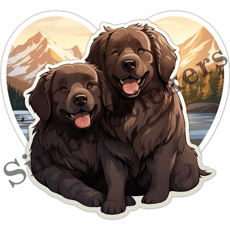 Newfoundland dogs in love, image set, 10 images