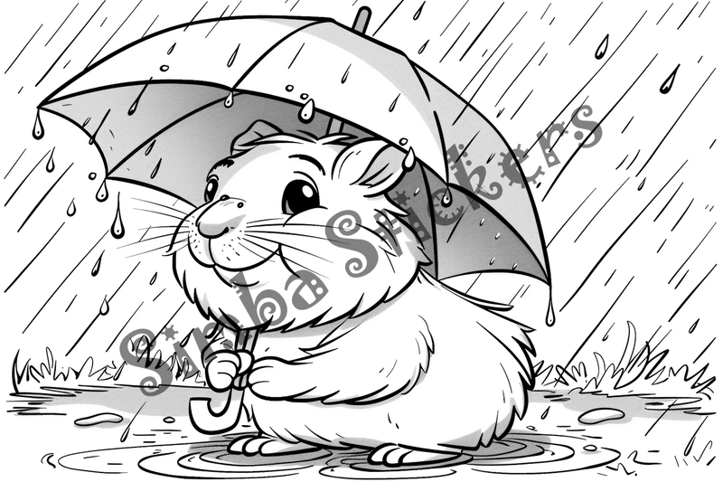 Colouring pages, bundle of groundhogs in the rain, 10 images