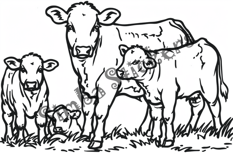 Colouring pages, bundle of cattle, 25 images