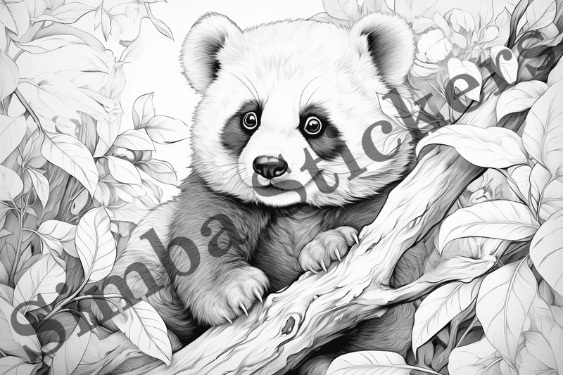 Colouring pages, bundle of pandas, 10 images, ecxuux