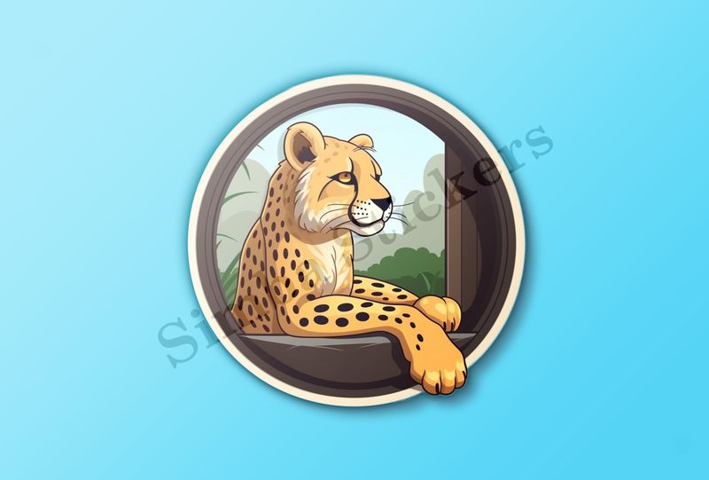 Cheetah through a window.