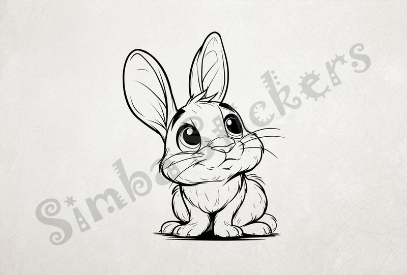 Hare looking frightened, outline art