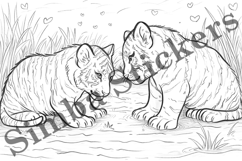 Colouring pages, bundle of tigers, 25 images