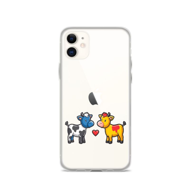 Clear Case for iPhone, Cattle, bull and cow in love, both colourful, zbyzzs