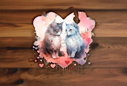 Cats in love, watercolour