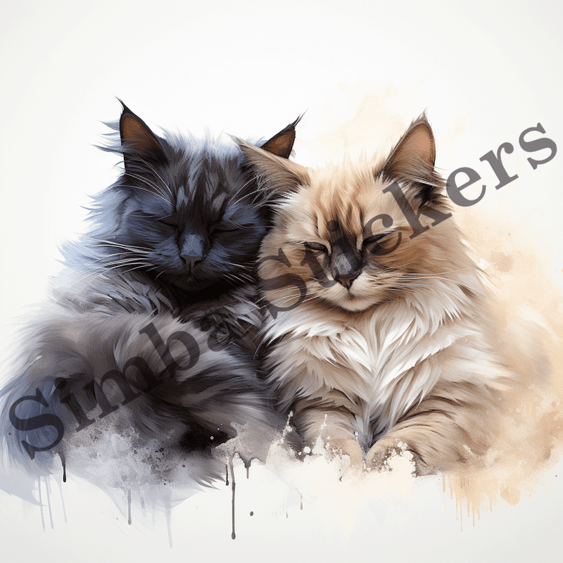 Himalayan cats, watercolour, image set, 10 images