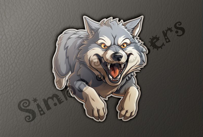 Wolf running, mouth wide open