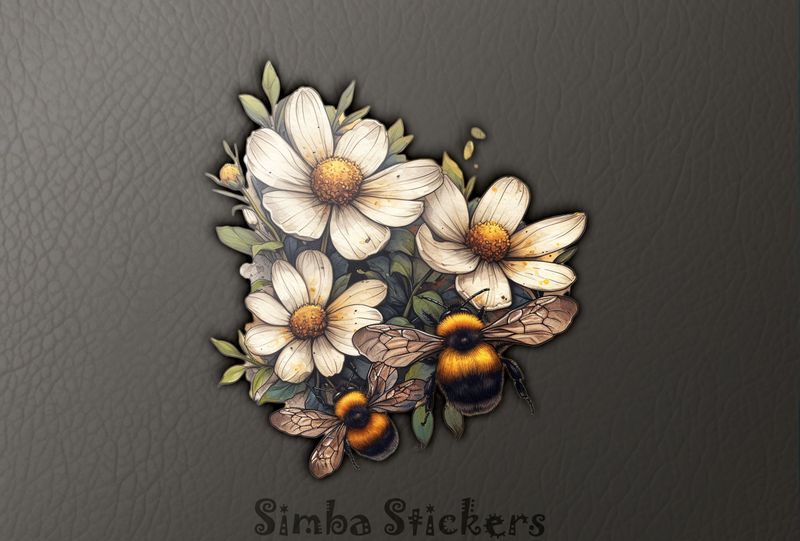 Bees on top of white flowers