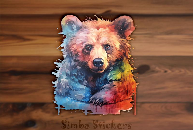 Thoughtful young bear, warm watercolours, rdz3xg