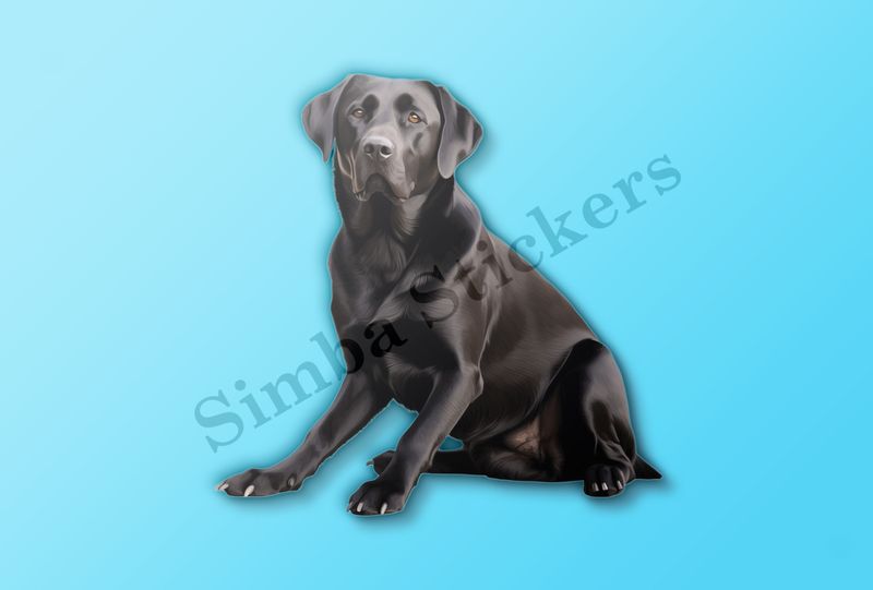 Black labrador dog sitting