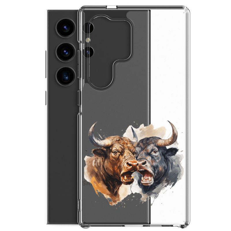 Clear Case for Samsung, Bulls facing up to each other, watercolour, dx5eff