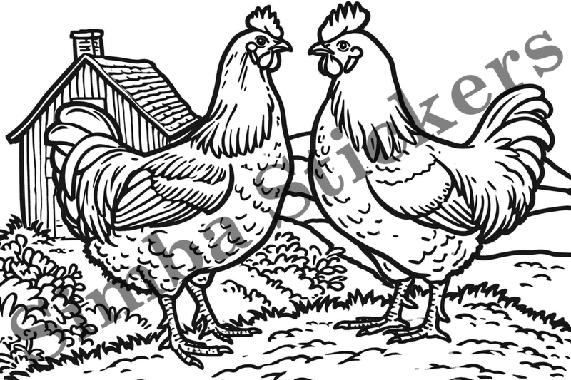 Colouring pages, Bundle of chicken in love, 10 images