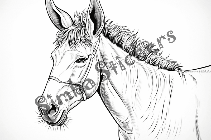 Colouring pages, bundle of singular mules, 10 images