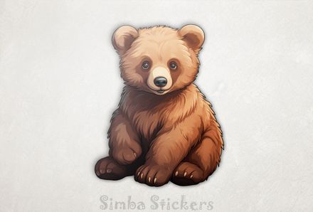 Bear cub sitting down, watercolour, zk1rjv
