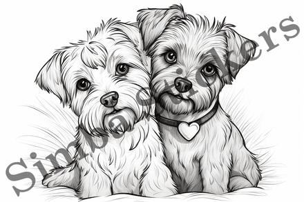 Colouring pages, Bundle of dogs in love, 10 images