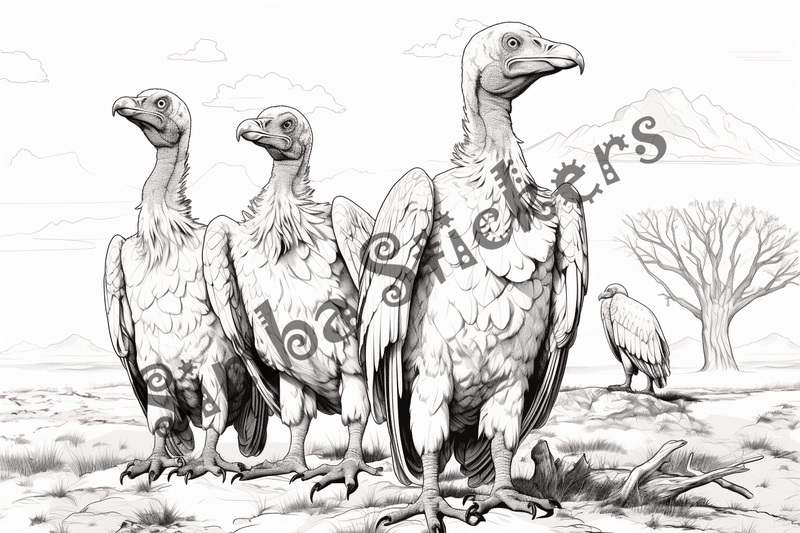 Colouring pages, bundle of vultures, 50 images, kqxcna