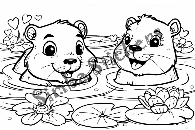 Colouring pages, bundle of groundhogs in love, 25 images