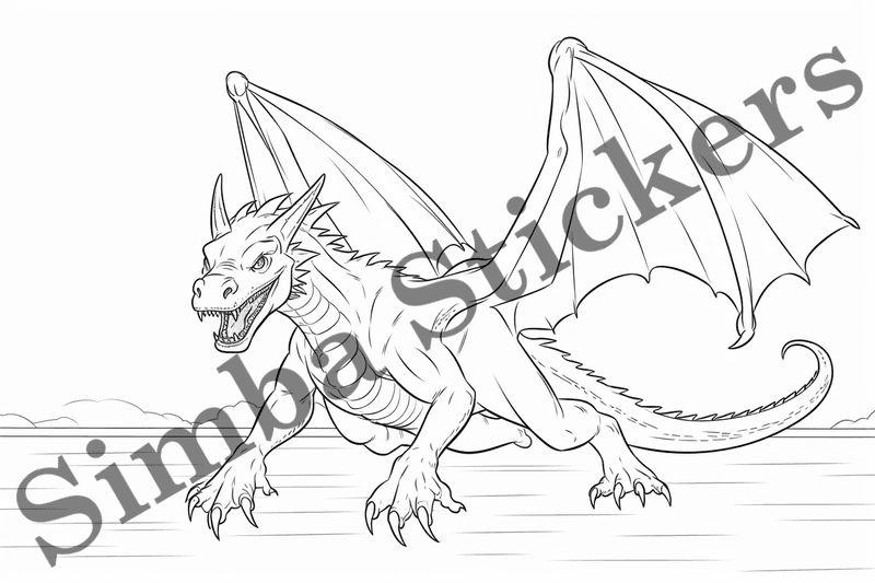 Colouring pages, bundle of dragons, simple, 10 images