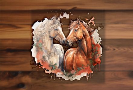 Horses in love, watercolour