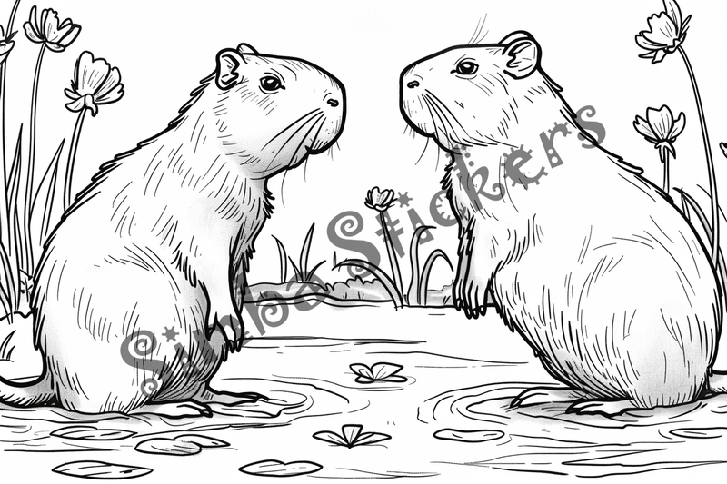 Colouring pages, bundle of capybaras, 25 images