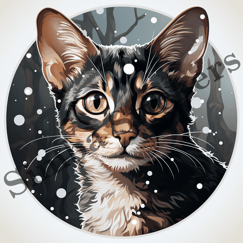 Oriental Shorthair cats in rain or snow, image set, 10 images