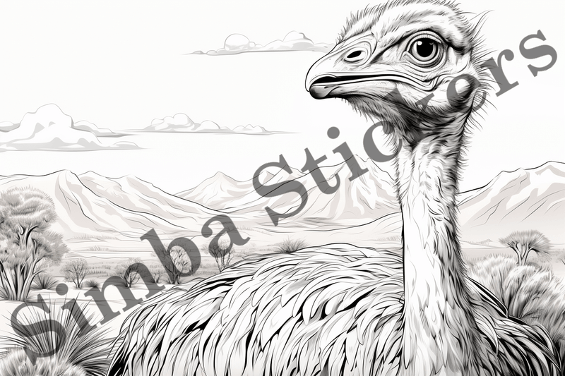 Colouring pages, Bundle of ostriches, 25 images